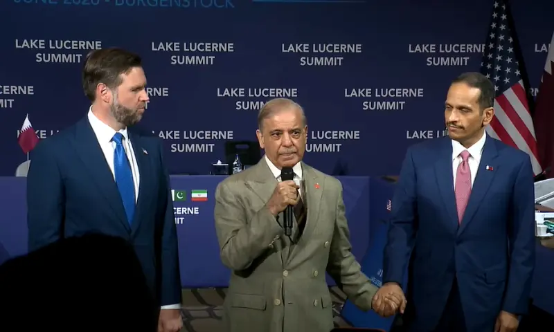 'Peace requires give and take': Vance, Shehbaz & Al Thani address summit opening ceremony ahead of talks in Burgenstock